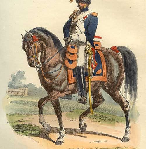 Illustration of French grenadier on horseback