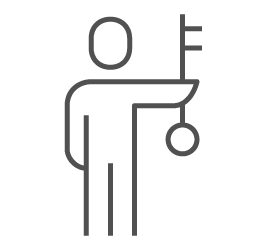 line art drawing of person holding a key